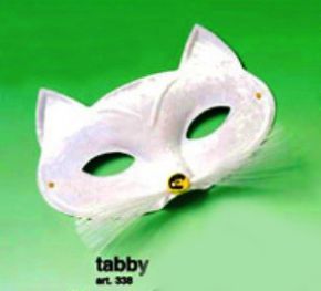 sejas maskas kaķis balta